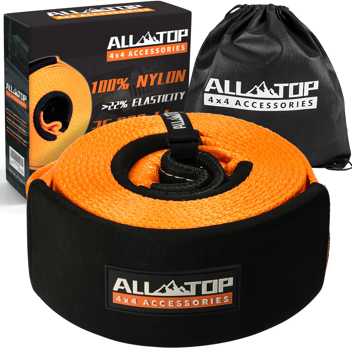 100% Nylon Recovery Tow Strap - 3in x 20ft - 35,000 Lbs