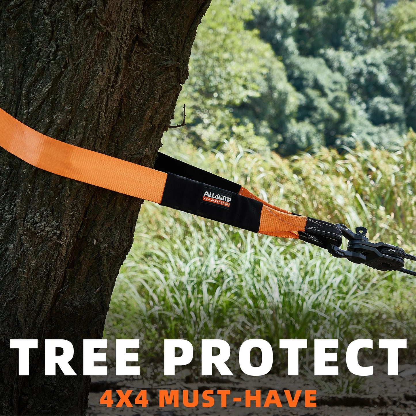 Tree Saver, Winch Extension Strap - 3in x 8ft - 32,000 Lbs (Orange)