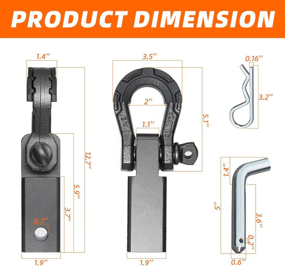 Extreme Forged Shackle Hitch Receiver w/Quick Release Pin - 79300Lbs MBS 11000Lbs WLL