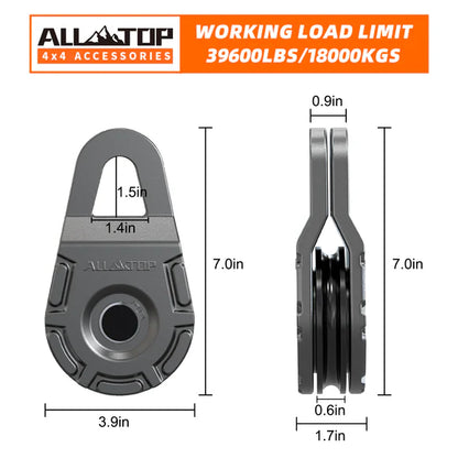 Winch Pulley Snatch Block - 39600 Lbs, 18 Ton