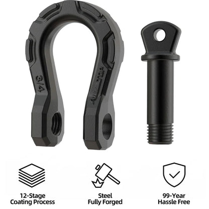 D Ring Shackle 3/4" Fully Forged with 7/8 Pin - 79500Lbs - 2PCS