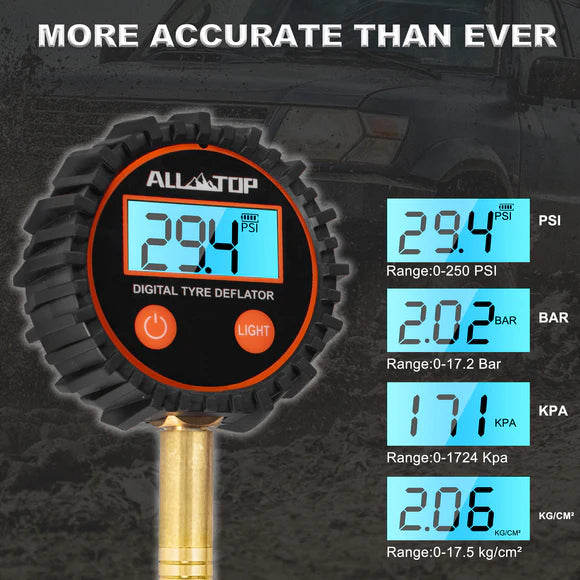 Rapid Tire Deflator w. Digital Gauge, 0-250 PSI