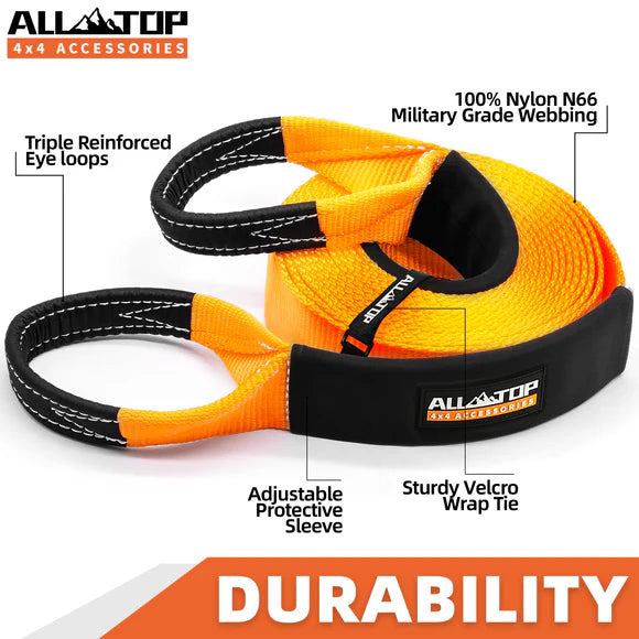 100% Nylon Recovery Tow Strap - 4in x 30ft - 46,500 Lbs