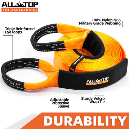 100% Nylon Recovery Tow Strap - 4in x 30ft - 46,500 Lbs