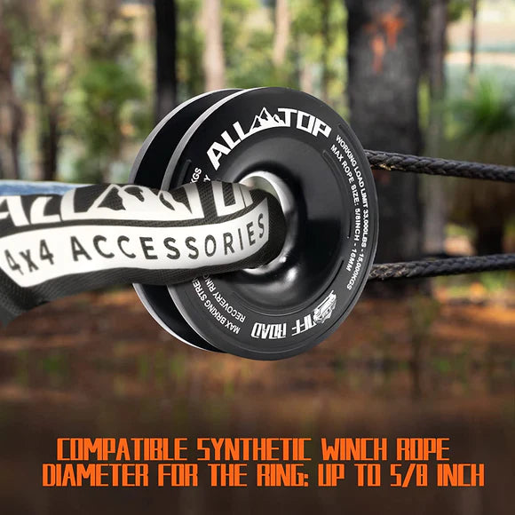 Soft Shackles + Recovery Ring Set: 2PCS x 48,300 Lbs Shackles + Recovery Ring