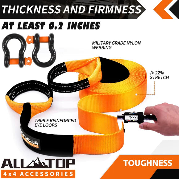 Recovery Strap Kit w/ Shackles: Strap 4in x 20ft - 46,500 Lbs