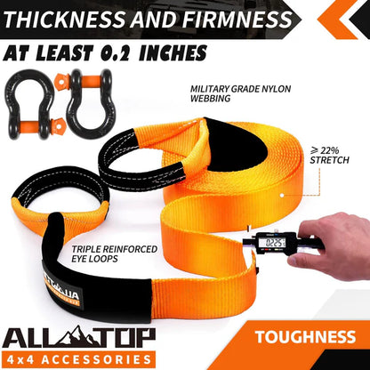 Recovery Strap Kit w/ Shackles: Strap 4in x 20ft - 46,500 Lbs