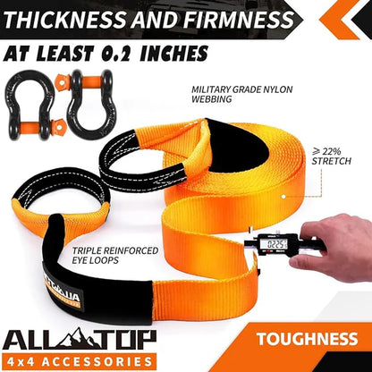Recovery Strap Kit w/ Shackles: Strap 3in x 30ft - 35,000 Lbs