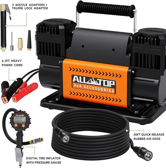 Air Compressor Kit Dual Cylinder - w/ Digital Pressure Gauge 12.35 ft³/Min - 12V DC