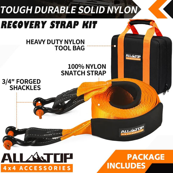 Recovery Strap Kit w/ Shackles: Strap 4in x 20ft - 46,500 Lbs