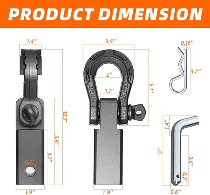 Extreme Forged Shackle Hitch Receiver w/Quick Release Pin - 79300Lbs MBS 11000Lbs WLL