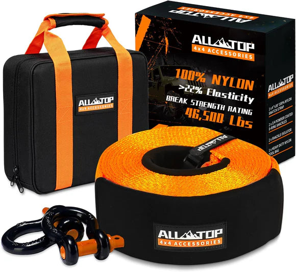 Recovery Strap Kit w/ Shackles: Strap 4in x 30ft - 46,500 Lbs