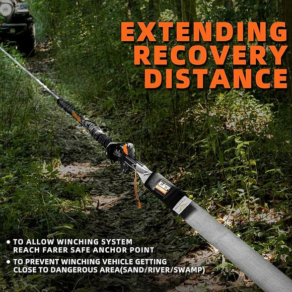Winch Extension Strap - 2in x 65.6ft - 11,000 Lbs（Grey